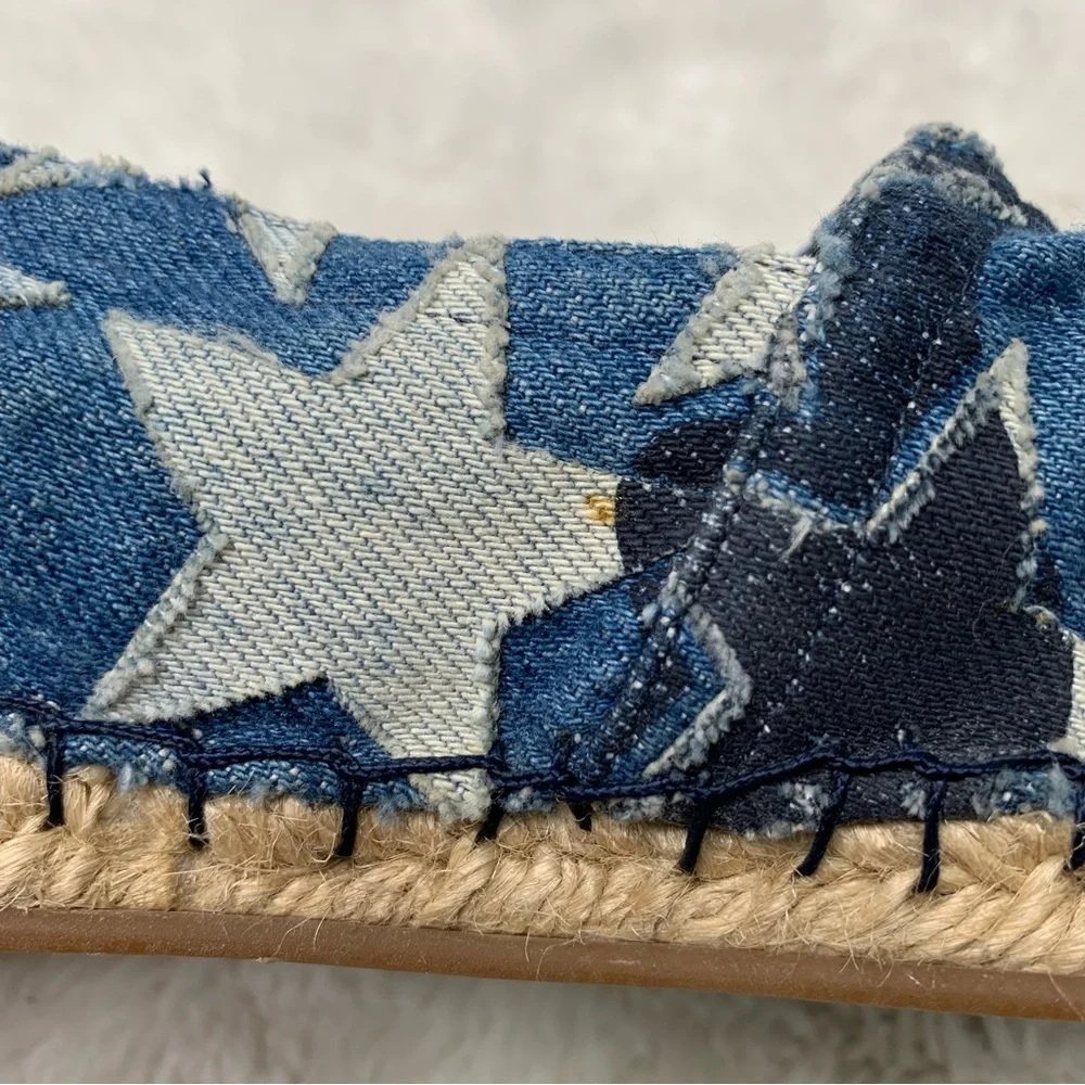 Valentino Garavani Women's Blue Star Print Denim Espadrilles Flats Shoes Size 40